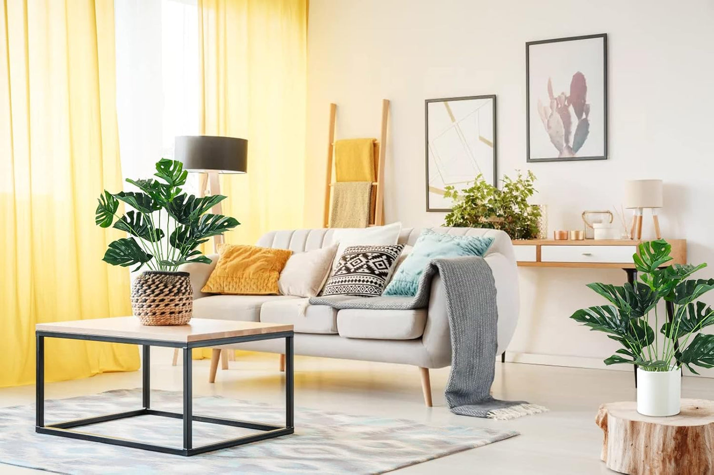 RECUTMS Artificial Palm Tree Leave Plants Faux Large Tropical Monstera Turtle Leaf Indoor Outdoor UV Resistant Fake Plant Greenery Hawaiian Luau Jungle Beach Party Home Garden Spring Summer Decoration-VerdiqueGarden