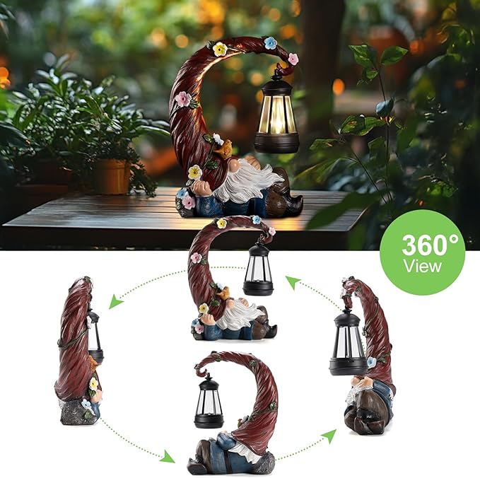 Garden Gnomes Outdoor Statues with Solar Light Funny Gnome Decor Gifts for Women Mom Gnomes Decorations for Home Patio Lawn Yard Garden Decor-VerdiqueGarden