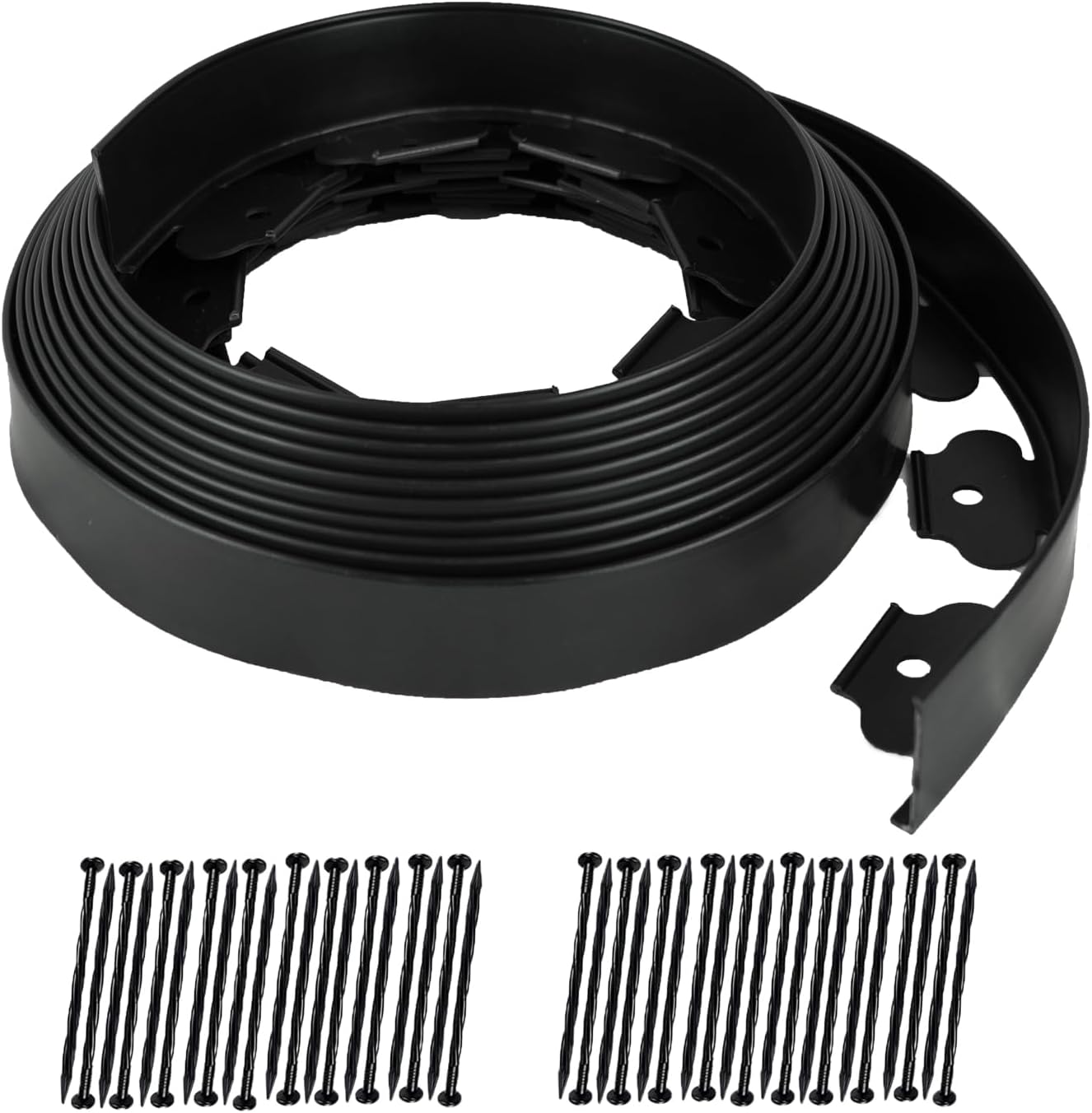 Hugeleaf Landscape Edging 2 Inch Tall, 40 Feet Garden Edging Border with 40Pcs Stakes,Lawn Border for Landscaping, Flower Beds(Black)-VerdiqueGarden