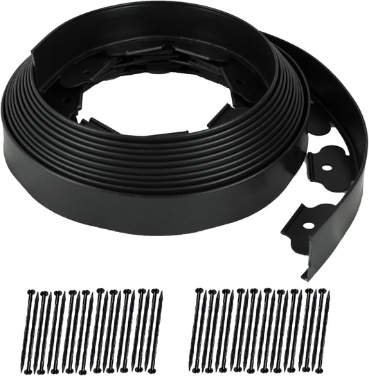 Hugeleaf Landscape Edging 2 Inch Tall, 40 Feet Garden Edging Border with 40Pcs Stakes,Lawn Border for Landscaping, Flower Beds(Black)-VerdiqueGarden