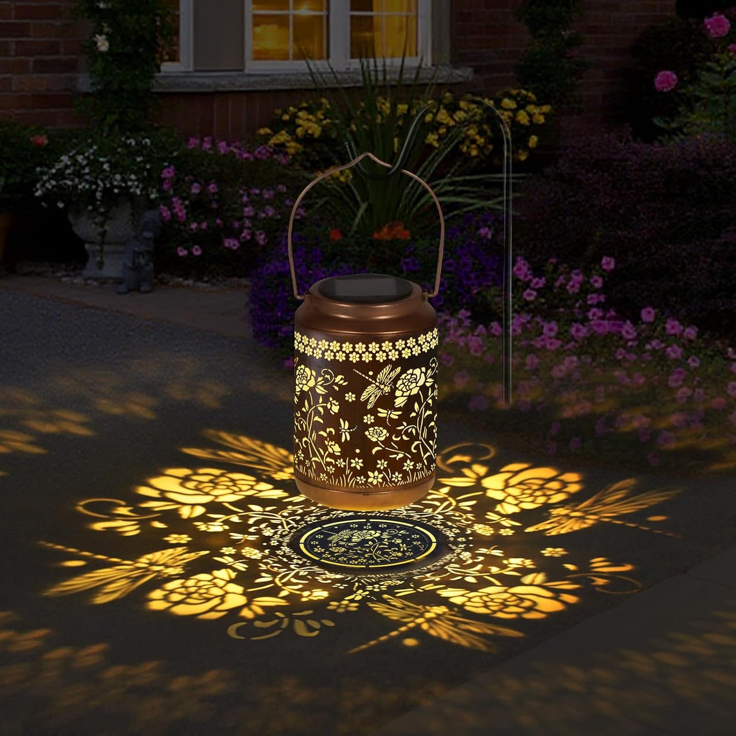 Solar Lanterns Outdoor Waterproof, Dragonfly Garden Decor for Yard Porch Lawn Patio Pathway, Hanging Solar Lights Birthday Gifts for Women Mom Grandma Sister Friend-VerdiqueGarden
