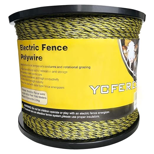 Upgraded Electric Fence Polywire 5050 Feet 1540 Meters, 6 Stainless Steel Strands for Reliable Conductivity and Rust Resistance, Portable Electric Fencing,UV, Rust Resistant-VerdiqueGarden