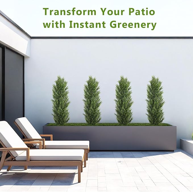 THE BLOOM TIMES 5ft Topiary Trees Artificial Outdoor – UV Resistant Faux Cedar Pine Cypress Bushes and Shrubs, Fake Potted Plants for Front Porch Outside Planter Patio Decor, Set of 2 (5 Foot)-VerdiqueGarden