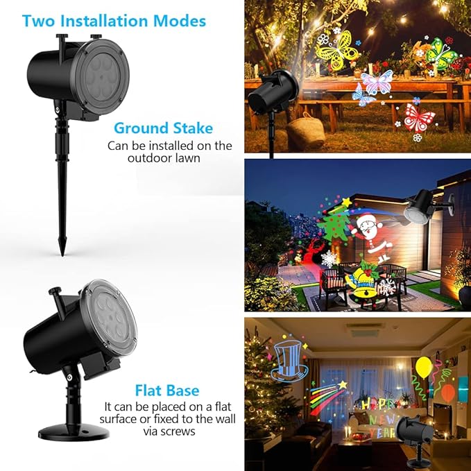 Holiday Projector Light, Syslux Halloween Christmas Projector Lights 16 HD Slides LED Waterproof Light Outdoor Indoor Light with Remote Control for Party Garden Halloween Xmas Holiday Landscape Decor-VerdiqueGarden