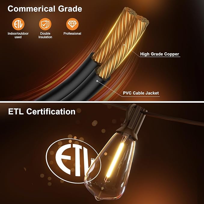 150FT Outdoor String Lights with Remote, Garden Patio Decor with 2500K Warm White, 75+3 LED Edison Bulbs, Support Timer Dimmable Waterproof Shatterproof for Yard Outside Porch Deck Backyard-VerdiqueGarden