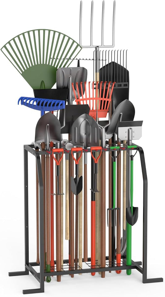 Trieez Extra Large Garden Tool Organizer for Garage, NEVER FALL OVER - Yard Tool Organizer Garage for Organization and Storage, Tool Rack for Shed, Outdoor, Tool Stand-VerdiqueGarden