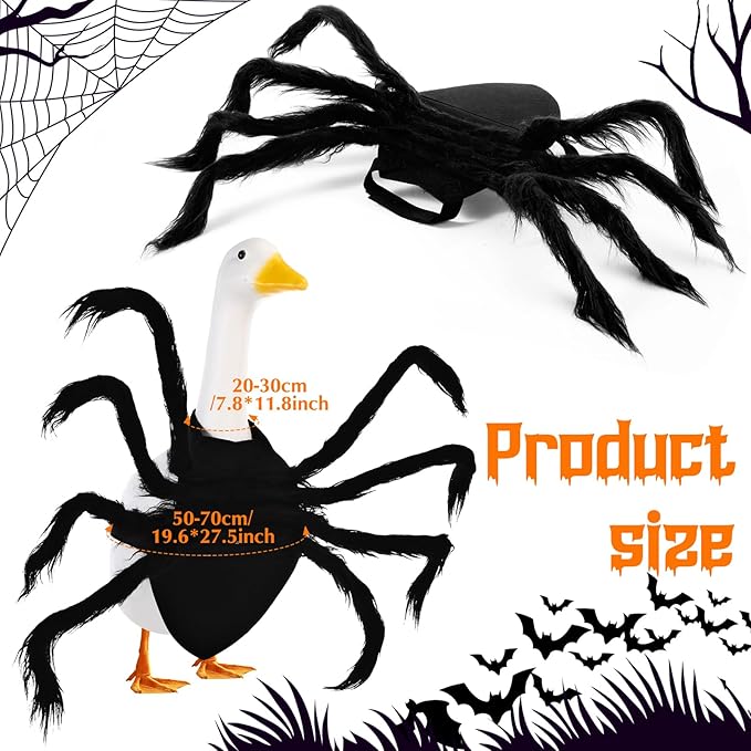 Halloween Goose Outfit Lawn Porch Goose Outfit Spider Bat Costume Plastic Goose Clothing for 23" Goose Halloween Outdoor Patio Yard Lawn Art Decoration (Spider)-VerdiqueGarden