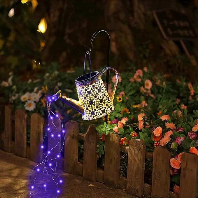 VOOKRY Solar Watering Can Lights, Large Hanging Solar Lights Outdoor Waterproof Garden Decor for Yard Porch Lawn Patio Outside Gardening Gifts for Mom Grandma Women Birthday(Purple)-VerdiqueGarden