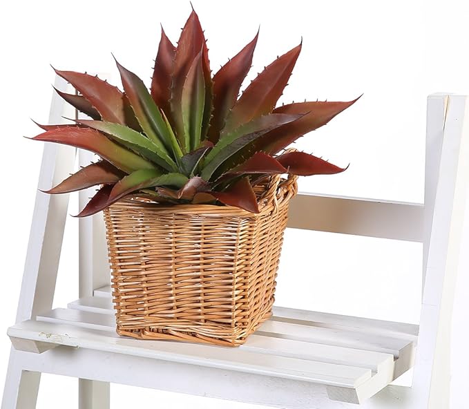 JUSTOYOU Large Artificial Succulents Aloe Plants Real Touch Fake Flowers Unpotted for Home Wedding Festival Arrangement (1, Green-Red)-VerdiqueGarden