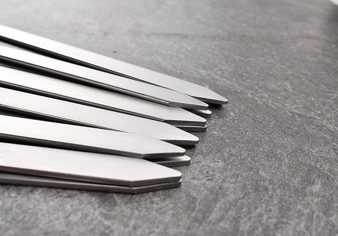 17-Inch Long Flat BBQ Skewers, HONSHEN Brazilian-style Stainless Steel 3/8 Inch Wide Blade with hardwood Handle barbecue skewers for Grilling Meat,Chicken,Shrimp,Vegetables-Set of 12-VerdiqueGarden