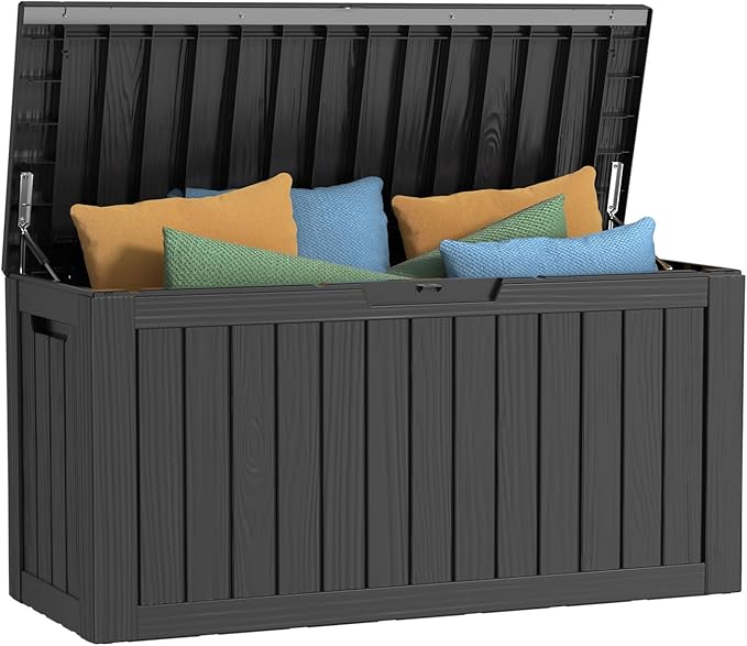 80 Gallon Outdoor Storage Box – Waterproof Deck Box for Garden & Patio,Black-VerdiqueGarden