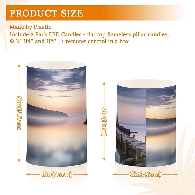 Lighthouse Flameless Candles with Remote Control and Timer, Adjustable Brightness Long Lasting Battery Operated LED Pillar Candles for Indoor Outdoor Party Home Decor, 2 Pack-VerdiqueGarden