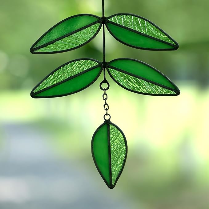 Tulip Stained Glass Suncatcher, Valentines Day Gifts, Folk Flower Stained Glass Window Hanging Sun Catcher, Retro Home Decor, Window Decorations for Plant Lovers, 9.4" x 4.7"-VerdiqueGarden