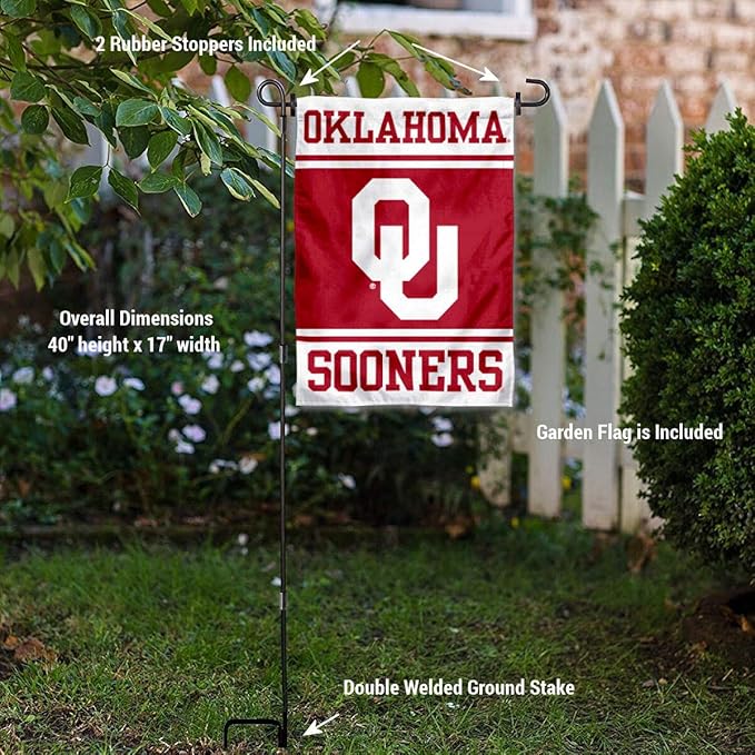 College Flags & Banners Co. Oklahoma Sooners Garden Flag with Stand Holder-VerdiqueGarden