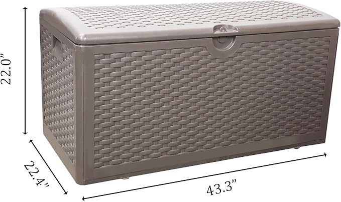 80 Plus Gallon Outdoor Storage Box, Waterproof Resin Deck Box Outdoor Storage Bin for Patio, Poolside, and Garden, Lockable & UV-Resistant, Ideal for Small Spaces, Brown-VerdiqueGarden