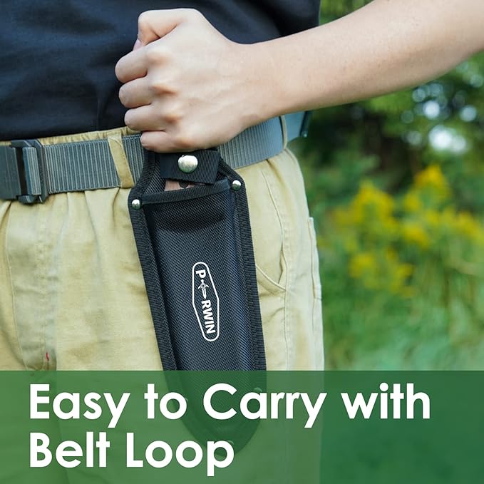 Hori Hori Garden Knife, Garden Tools with Sheath for Weeding,Planting,Digging, 7" Stainless Steel Blade with Cutting Edge, Full-Tang Wood Handle with Hanging Hole-VerdiqueGarden