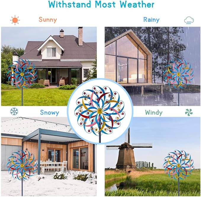 DREAMYSOUL Wind Spinners Outdoor Metal Large, 6.6 FT Extra Large Wind Spinner, Multicolor Windmills, Kinetic Wind Sculptures and Spinners for Yard Garden Outside Patio Lawn Decor-VerdiqueGarden