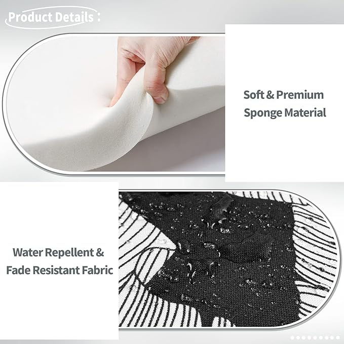 Indoor/Outdoor Chair Cushions 16x17 Inch, Patio Chair Cushions with Ties, All Weather Seat Cushions for Patio Furniture Home Garden Chair Use, Set of 4, Black Lush Leaves-VerdiqueGarden