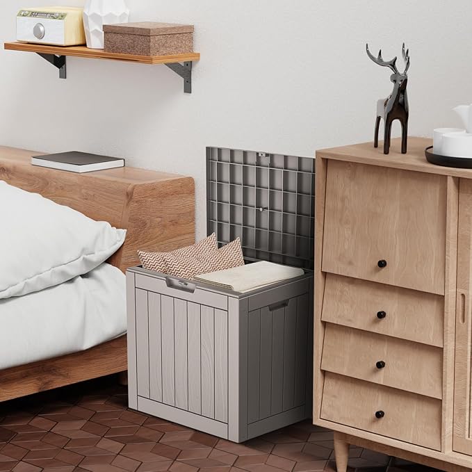 DRATO Deck Boxes, 31 Gallon Outdoor Storage Box for Patio Cushion, Sports Equipment, Garden Tools, Waterproof and UV Resistant, Lockable (Grey)-VerdiqueGarden