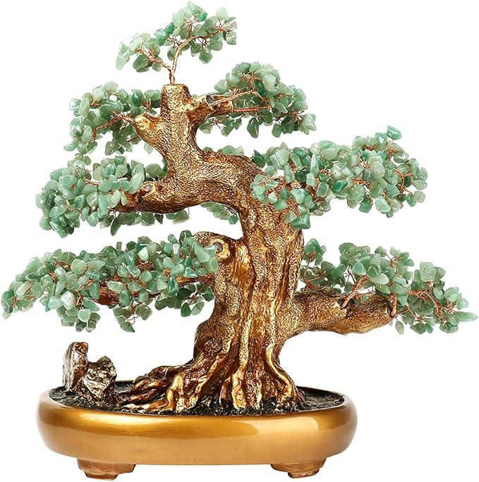 Feng Shui Money Tree Large Crystal Quartz Lucky Tree Gem Tree for Office Home Feng Shui Decoration for Wealth/Fortune and Luck (Aventurine)-VerdiqueGarden