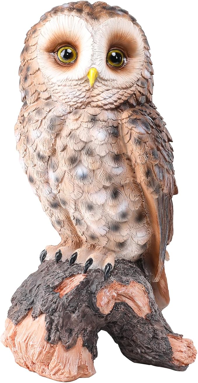 WONDER GARDEN Owl Statue Decor, Outdoor Resin Owl Figurine Owl Sculpture for Home Decor Porch Patio Lawn Yard Decorations or Housewarming Gifts-VerdiqueGarden