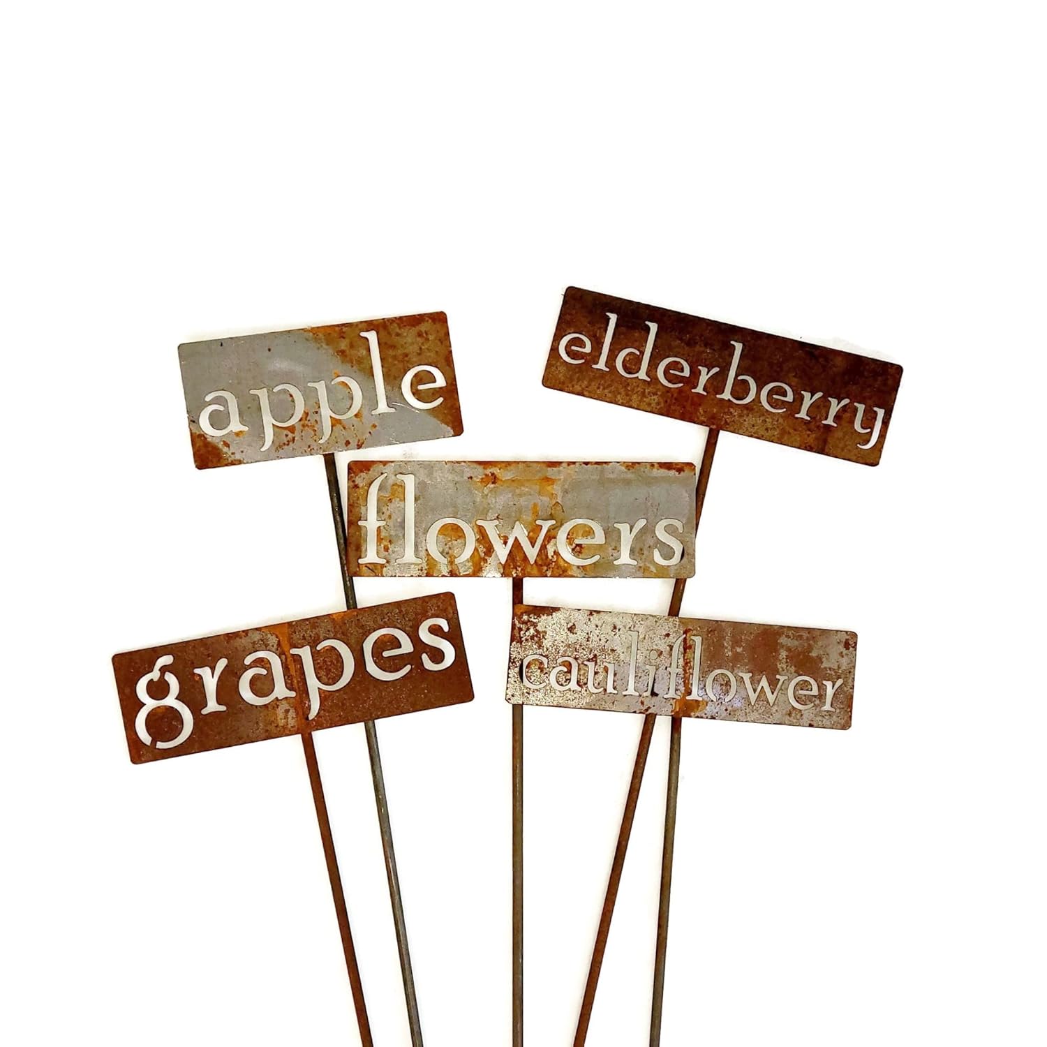 Classic Metal Garden Markers 19 Inches Tall (Bulk Discount 20 Markers, Naturally Rusted)-VerdiqueGarden