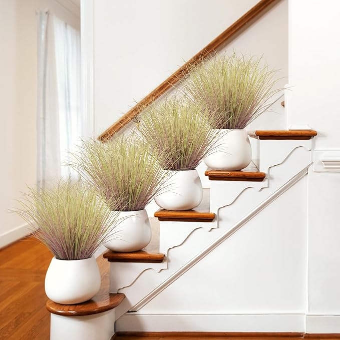 100Pcs Artificial Grass Plants, Faux Shrubs Wheat Grass, Artificial Tall Grasses Fake Plants for Outdoor Decor,Artificial Greenery Stems Weed for Room Indoor Home Decor（Light Purple）-VerdiqueGarden