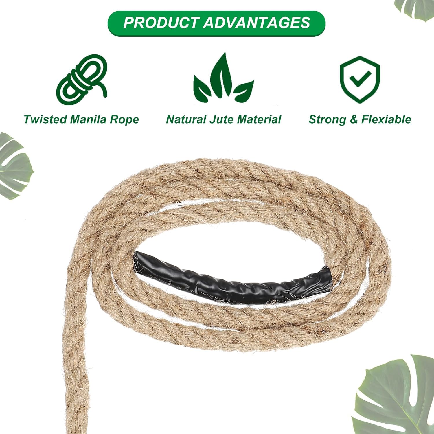 PATIKIL 1/4" x 100 Ft Twisted Manila Rope Jute Rope Natural Thick Jute Rope Twine Burlap Rope for Docks Railings Bundling Craft Tug of War Decorating-VerdiqueGarden