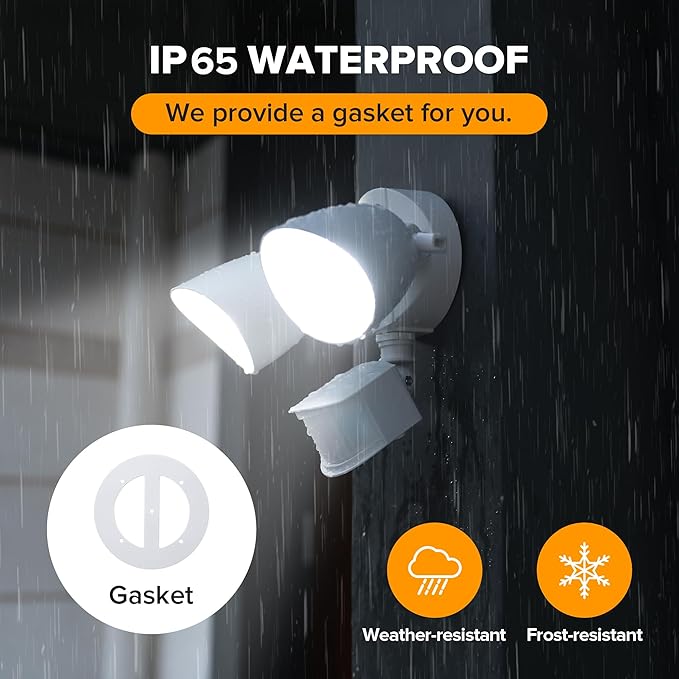 UME 2 Pack 32W 3500 Lumen LED Security Lights Motion Sensor Light Outdoor, 5000K Daylight, IP65 Waterproof, Dusk to Dawn, Motion Detector Flood Light for Garage, Yard, Porch-White-VerdiqueGarden