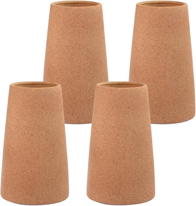 Simple Vase for Flowers Plants, Matte Vases for Modern Table Shelf Home Decor Wedding Boho Decor, 6" H Frosted Elegant Ceramic Vase for Pampas Grass Fluffy Stem Bouquet Lavender Flowers (Brown, 4)-VerdiqueGarden