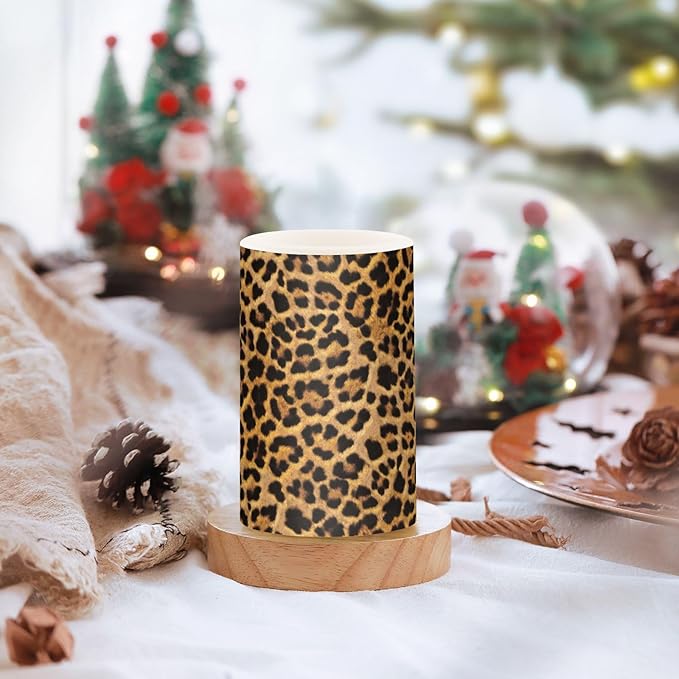 Flickering Flameless Candles, Leopard Texture LED Candles with Remote Timer, Set of 2 Battery Operated Candle for Valentine Wedding Birthday-VerdiqueGarden
