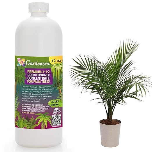 Premium Liquid Palm Tree Plant Fertilizer - 3-1-2 Concentrate for Indoor Plants and Flowers by Gardenera | Organic Plant Food for Palm Trees - 32oz-VerdiqueGarden