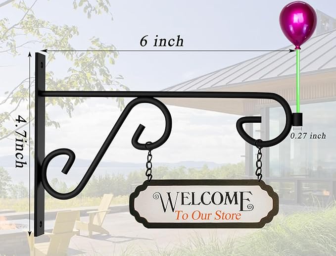 Hanging Plant Hanger 4Pcs Plant Hanger Wall Hooks,6in Metal Plant Bracket Hook for Outdoor or Indoor Hanging Flower Baskets,Wind Chimes,Solar Lanterns-VerdiqueGarden