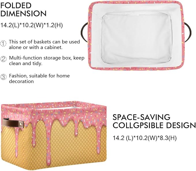 Ice Cream Rectangular Storage Basket Organizer Bin Shelf Baskets For Clothes Gifts For Home Office Dorm-VerdiqueGarden