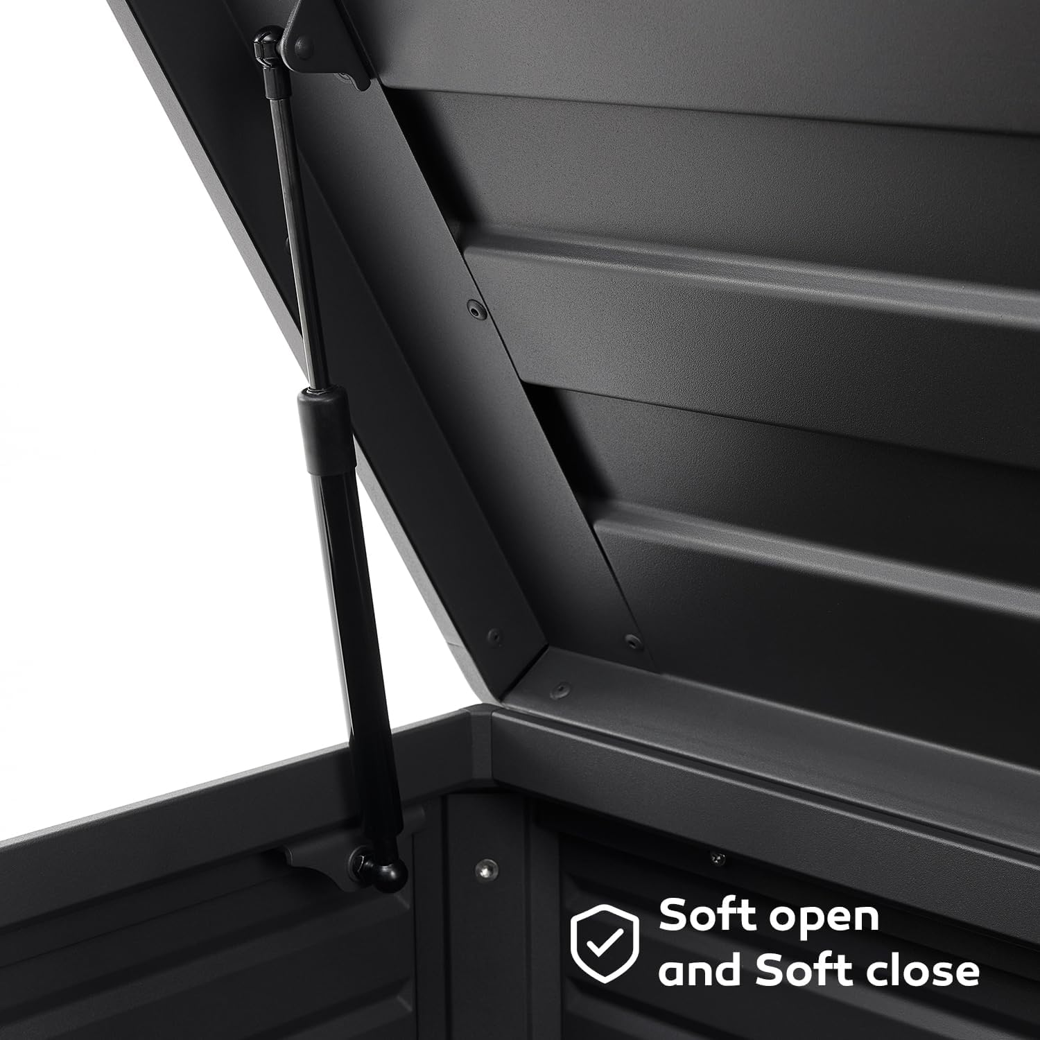 175 Gallon Outdoor Storage Box Waterproof, Metal Deck Box with wheels for Patio Furniture, Garden Tools, Outdoor Cushion, Charcoal-VerdiqueGarden