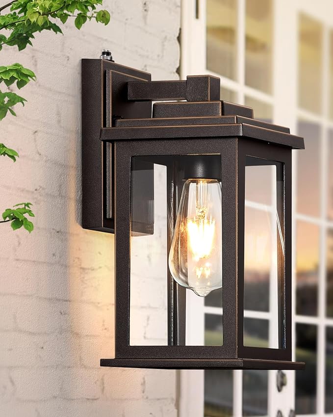VIANIS Oil Rubbed Bronze Dusk to Dawn Outdoor Lights, Anti-Rust Aluminum Outside Lights for House, Modern Waterproof Hardwired Outdoor Wall Sconce for Porch, Garage, Front Door, Easy-to-Install-VerdiqueGarden