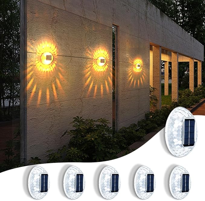 Solar Atmosphere Lights for Outside, IPX4 Waterproof Decor, Warm Light for Backyard/Railing/Step/Patio/Stair Railings and Wall (6 Pack)-VerdiqueGarden
