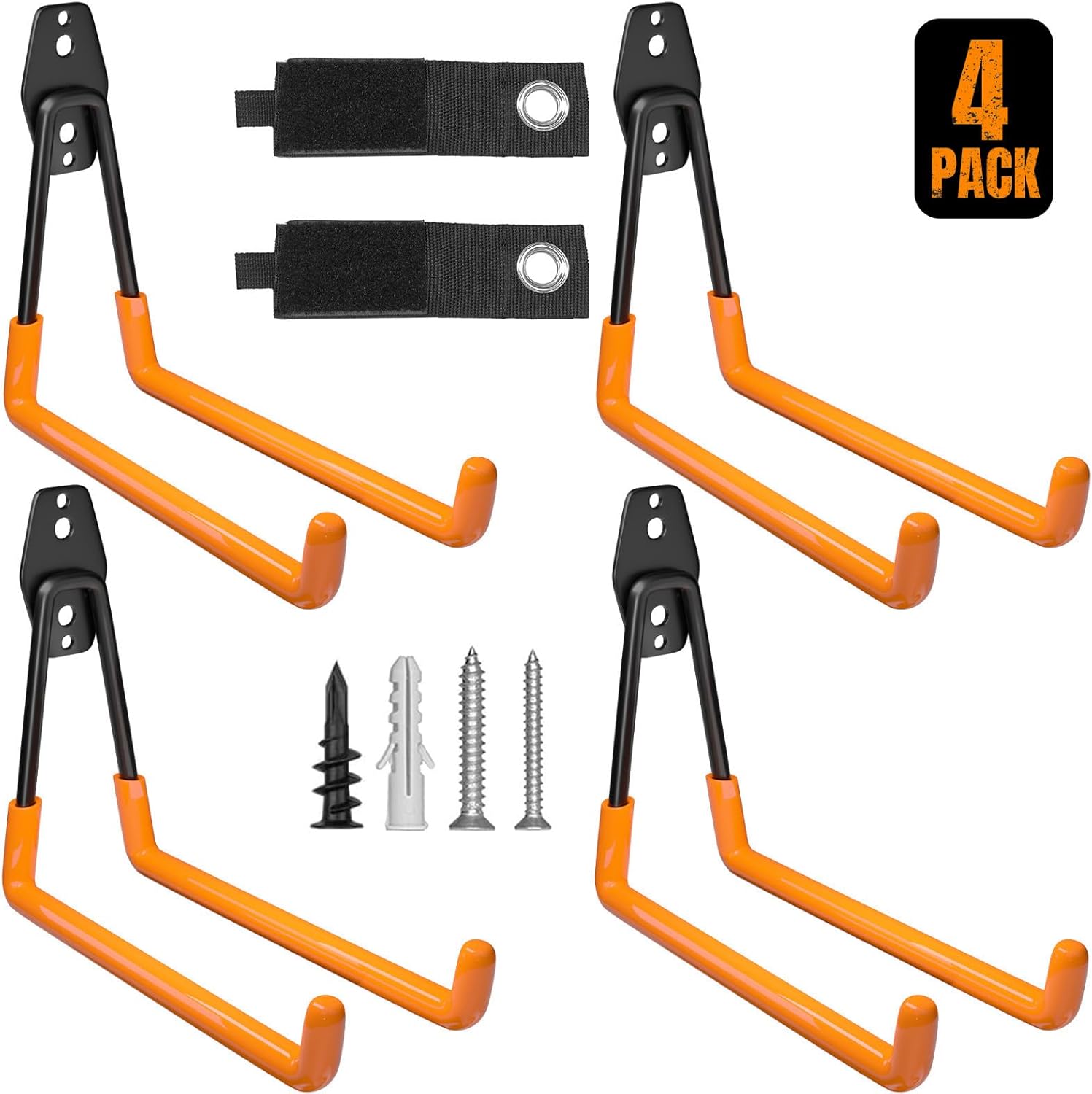 Garage Hooks Heavy Duty 6 Pack Utility Wall Mount Storage Hangers with Extension Cord Holder Organizer for Power Tool Garden Tool Ladder Hose and More-VerdiqueGarden