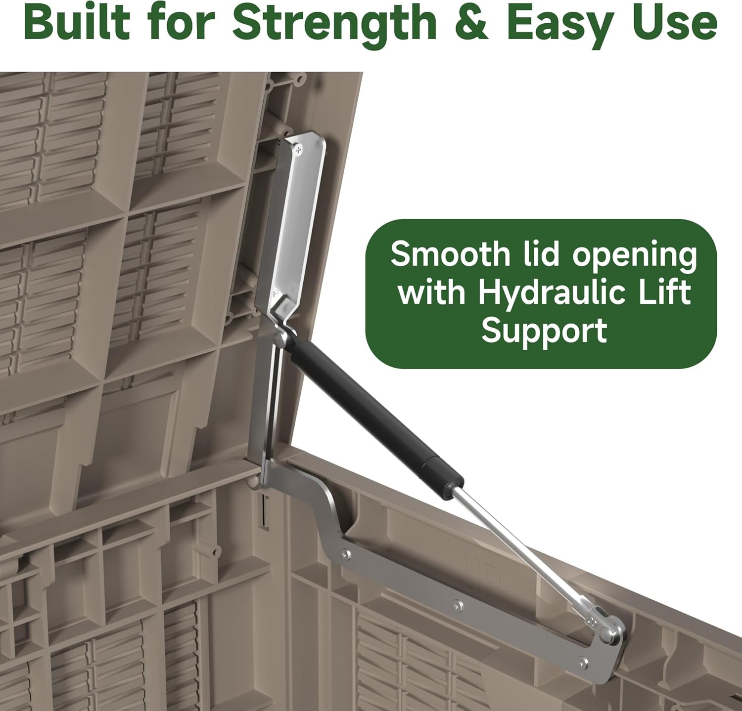 100 Gallon Outdoor Storage Box Waterproof, UV Resistant Resin Deck Box with Hydraulic Rod, Reinforced Stability for Patio, Garden, Rattan Gray-VerdiqueGarden