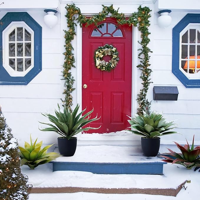 Velener Fake Agave Artificial Plant: Unpotted Fake Plant for Room Decor, UV Resistant Faux Agave Plant for Outdoor/Indoor Decor, 22 inches, 2 Pack-VerdiqueGarden