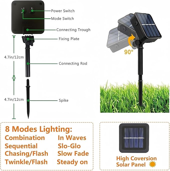 4 Pack 400 LED Solar String Lights for Outside, Solar Christmas Lights Outdoor Waterproof, Green Wire Twinkle Light with 8 Lighting Modes for Xmas Tree Wedding Party Garden Decorations (Cool White)-VerdiqueGarden