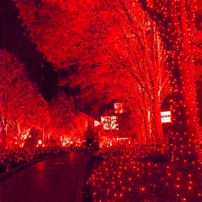 HISHINY LED Red Christmas Net Lights Outdoor,5ftx5ft 100LED Green Wire, Connectable Indoor Outdoor Bush Mesh Net Lights String for Halloween Christmas Party,Shrub,Yard,Tree（Red）-VerdiqueGarden