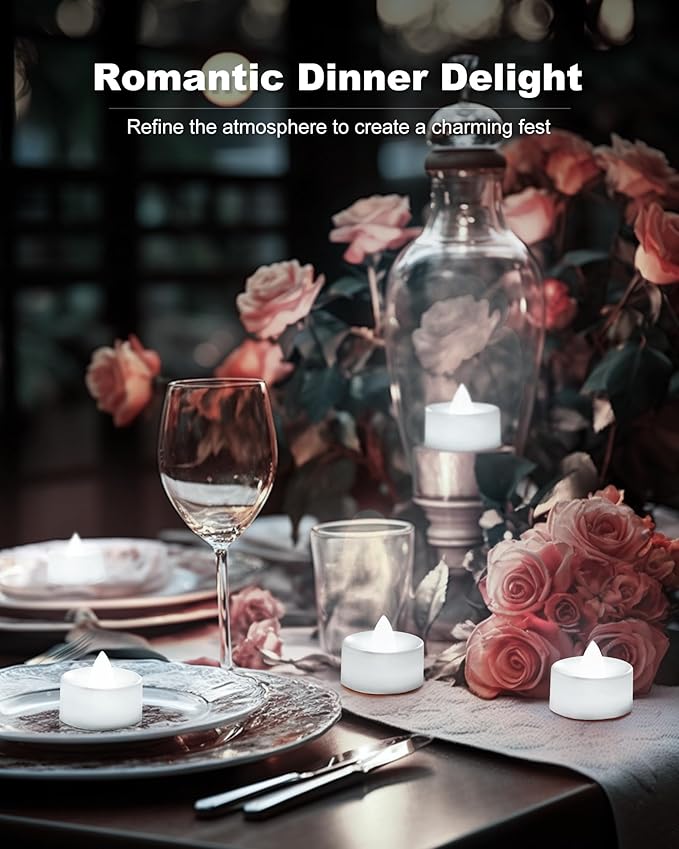 BEICHI Flameless Candles, 24Pack Battery Operated Candles, LED Tea Lights Candles Battery Operated, Flickering Fake Candles for Wedding Halloween Christmas Diwali- Pure White Light-VerdiqueGarden