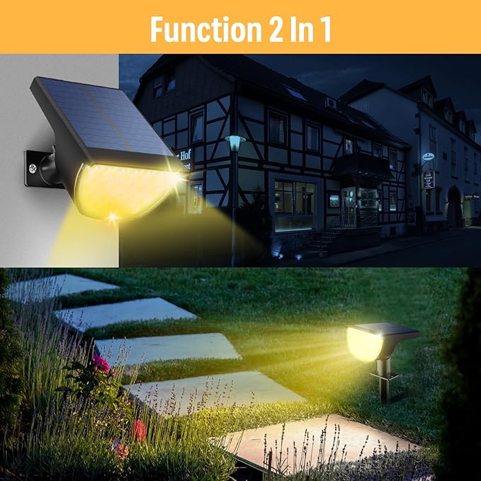 Solar Lights Outdoor Waterproof IP65, 76 LED 3 Lighting Modes Solar Spot Lights Outdoor Yard Garden Landscape Pathway (Warm White, 4 Pack)-VerdiqueGarden