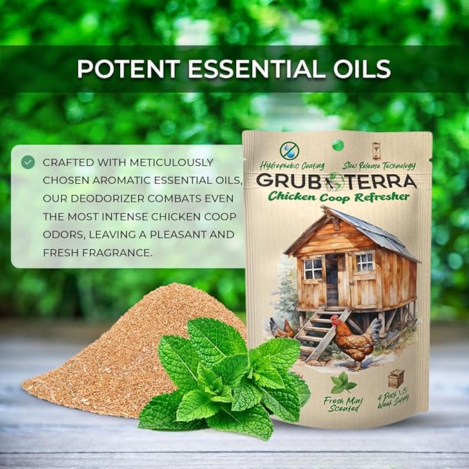 GrubTerra Coop Refresher Odor Freshener for Chicken Pen, Suitable for Chicken Waterer and Chicken Feeder, Smell Control Solution for Clean and Fresh Chicken Living Environment-VerdiqueGarden