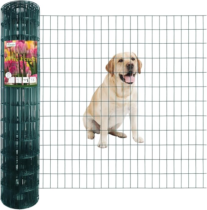 Green PVC Coated Welded Wire Fence 48 Inch x 50 Foot, 2 Inch x 4 Inch 14GA, Garden Border Fencing Roll Vinyl Coating Metal Wire Mesh Hardware Cloth for Yard Vegetable Plant Protection-VerdiqueGarden