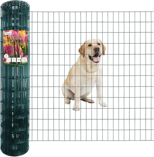 Green PVC Coated Welded Wire Fence 48 Inch x 50 Foot, 2 Inch x 4 Inch 14GA, Garden Border Fencing Roll Vinyl Coating Metal Wire Mesh Hardware Cloth for Yard Vegetable Plant Protection-VerdiqueGarden