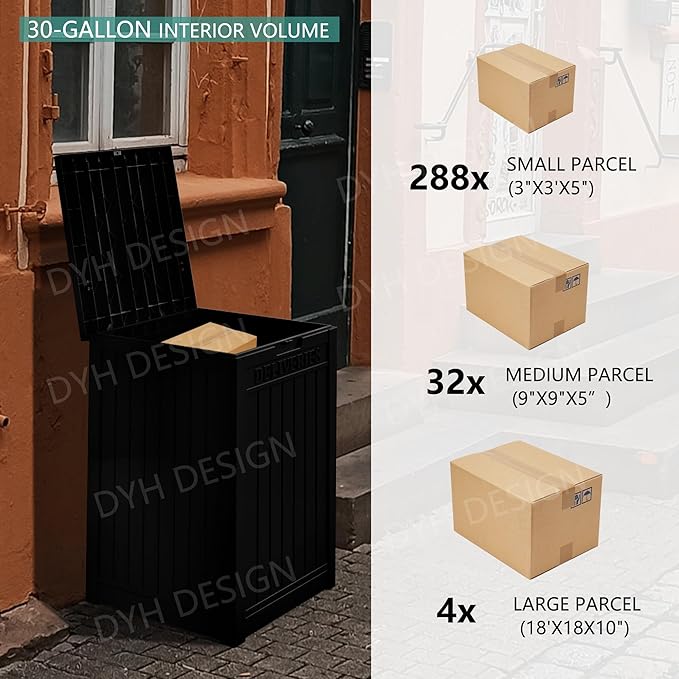 55 Gallon Outdoor Storage Box, Waterproof Resin Deck Box for Patio, Pool, and Garden, Lockable Bin for Cushions, Tools, and Accessories, UV-Resistant, Black-VerdiqueGarden