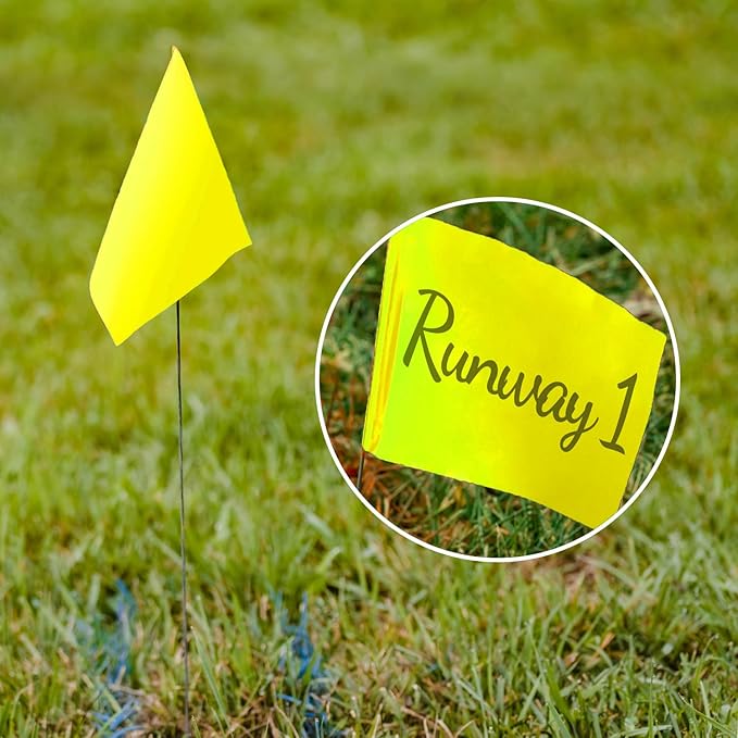 Zozen 100Pack Yellow Marking Flags, Writable/15x4x5 Inch, Yard Flags for Lawn & Irrigation & Landscape & Sprinkler & Survey & Dog Training.-VerdiqueGarden