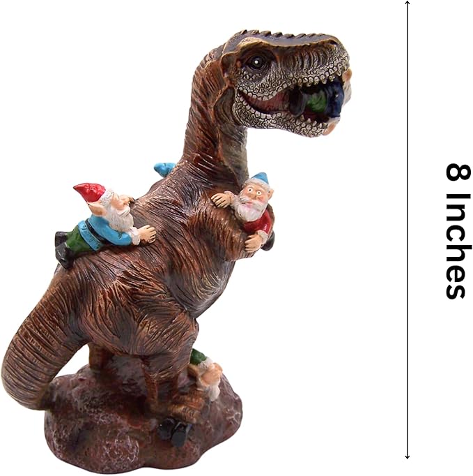 Wowser Gnome Statue: Funny Garden Figurine - Unique Home & Outdoor Decor (T-Rex), Gnome Decoration for Yard-VerdiqueGarden